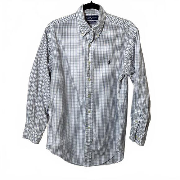 Ralph Lauren Blue Check Long Sleeve Shirt Men’s 15.5 - Picture 1 of 4